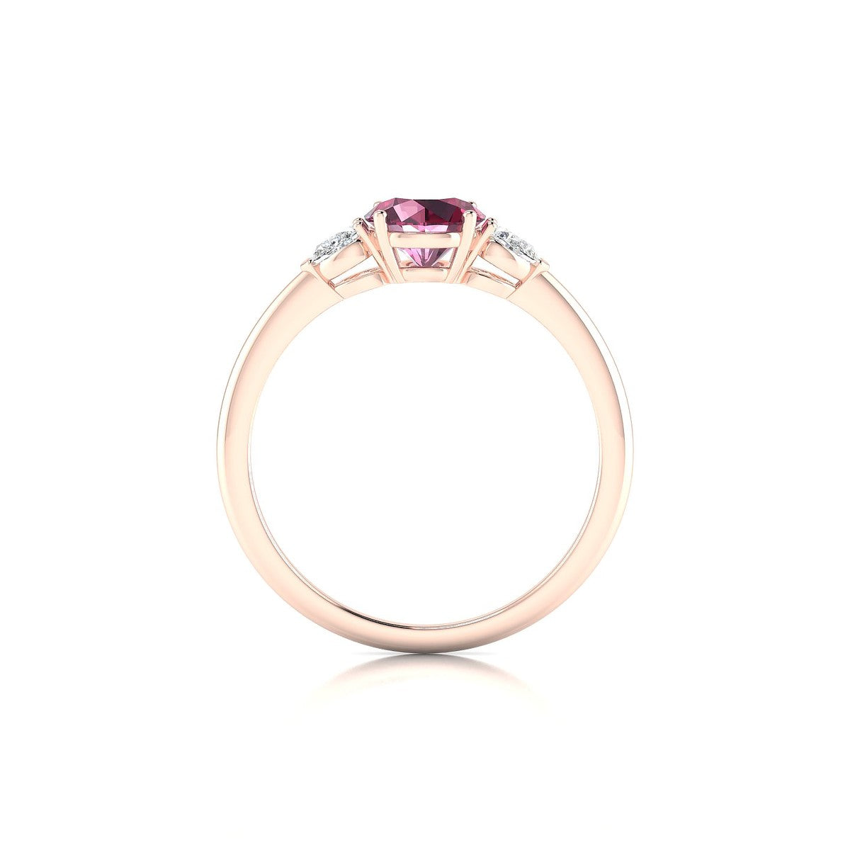 Water | 18k Rose Gold 6 mm Round Rhodolite Ring