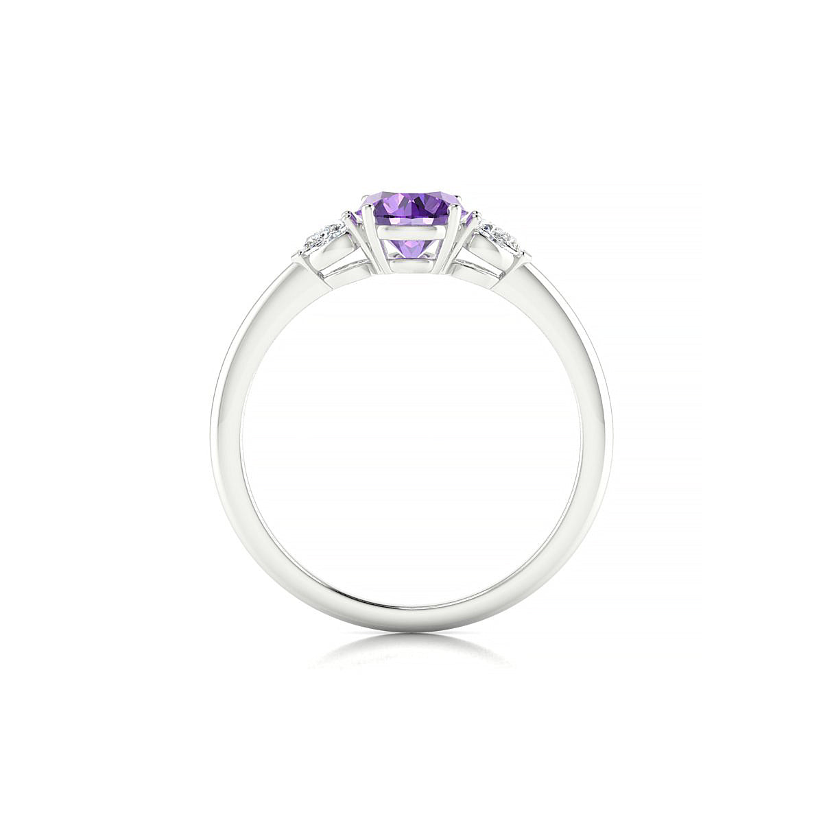 Water | 18k White Gold 6 mm Round Amethyst Ring