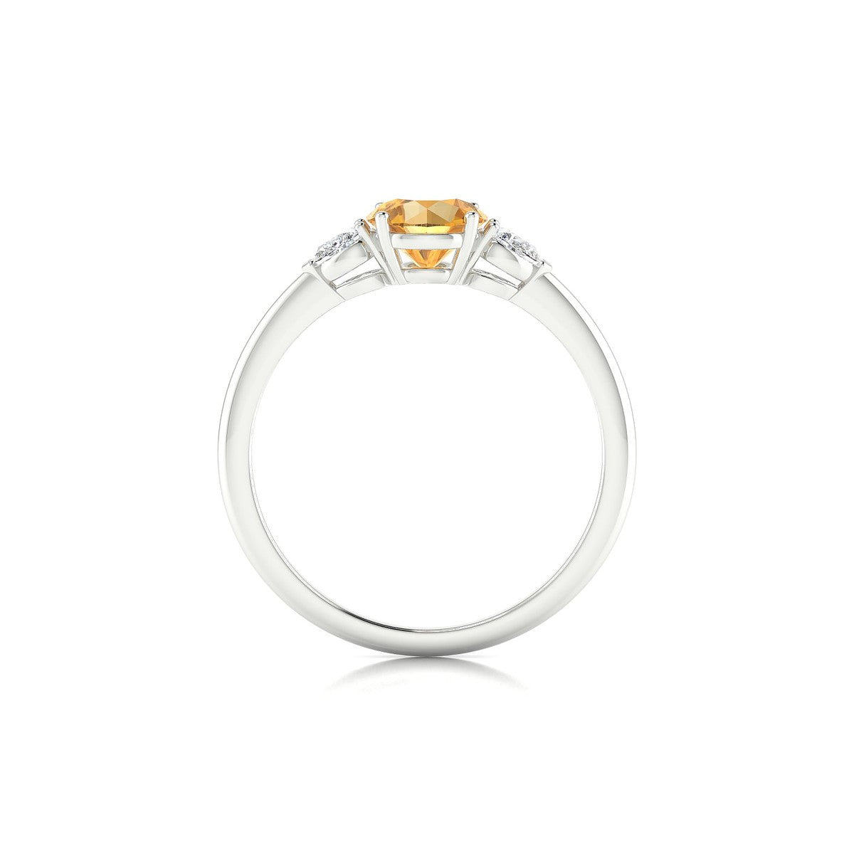 Water | 18k White Gold 6 mm Round Citrine Ring