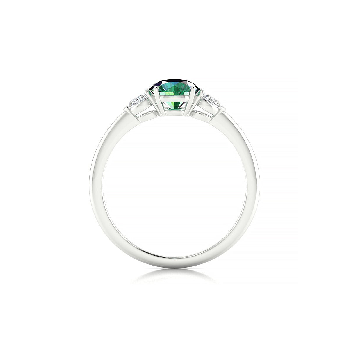 Water | 18k White Gold 6 mm Round Emerald Ring
