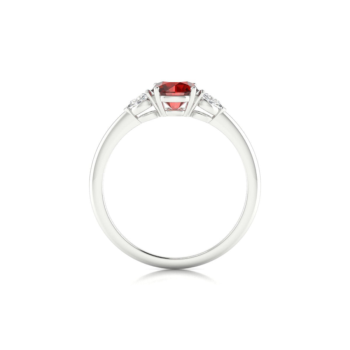 Water | 18k White Gold 6 mm Round Garnet Ring