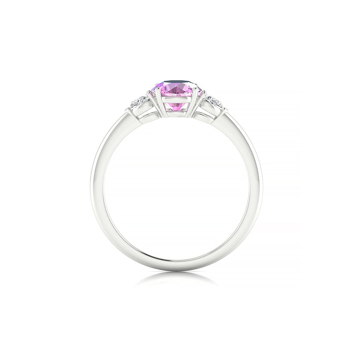 Water | 18k White Gold 6 mm Round Pink Sapphire Ring