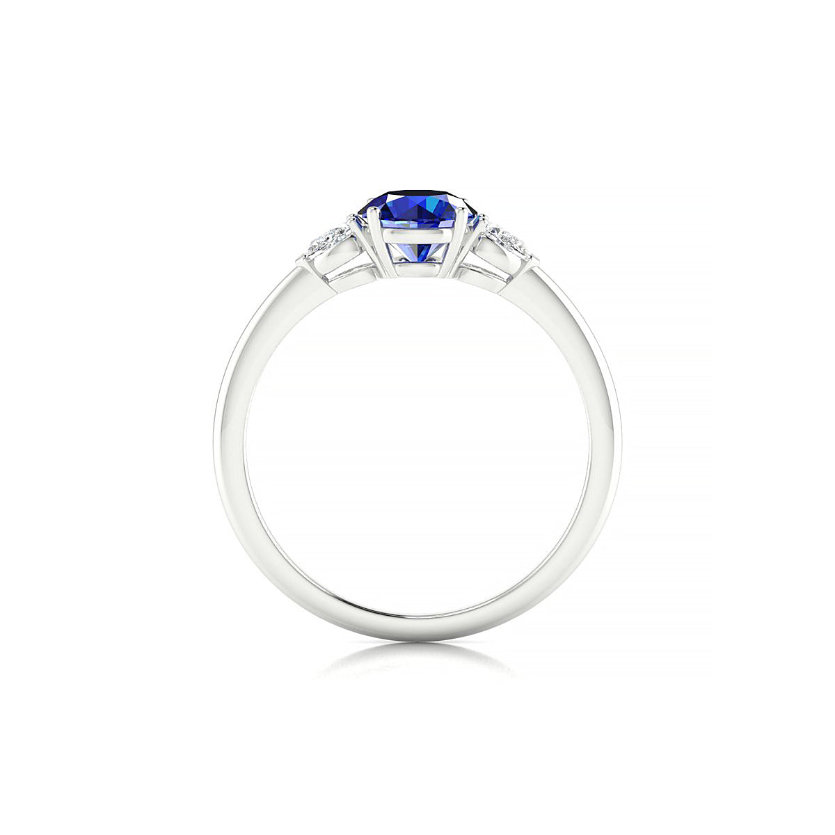 Water | 18k White Gold 6 mm Round Sapphire Ring