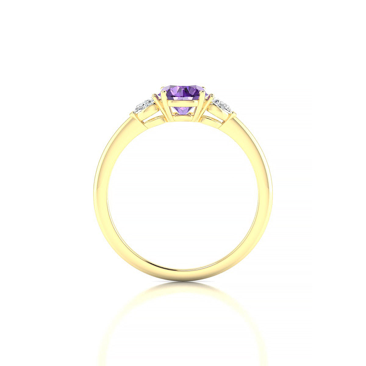 Water | 18k Yellow Gold 6 mm Round Amethyst Ring
