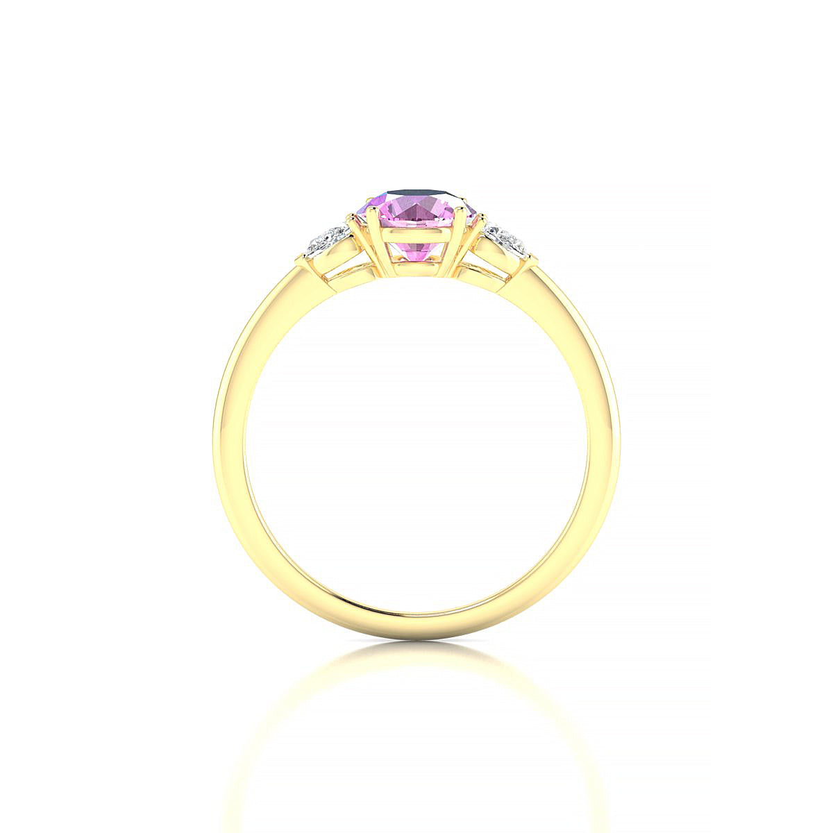 Water | 18k Yellow Gold 6 mm Round Pink Sapphire Ring