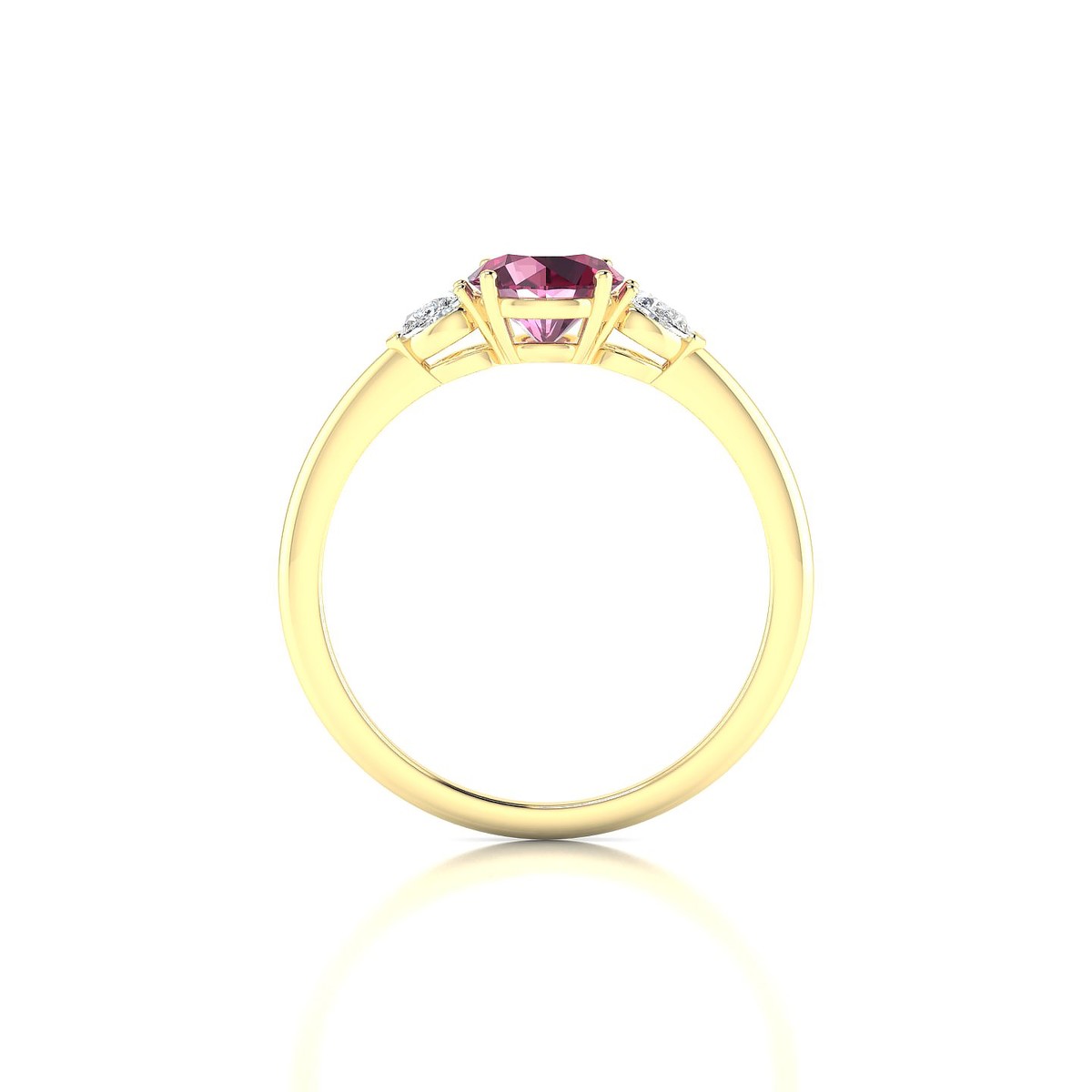 Water | 18k Yellow Gold 6 mm Round Rhodolite Ring