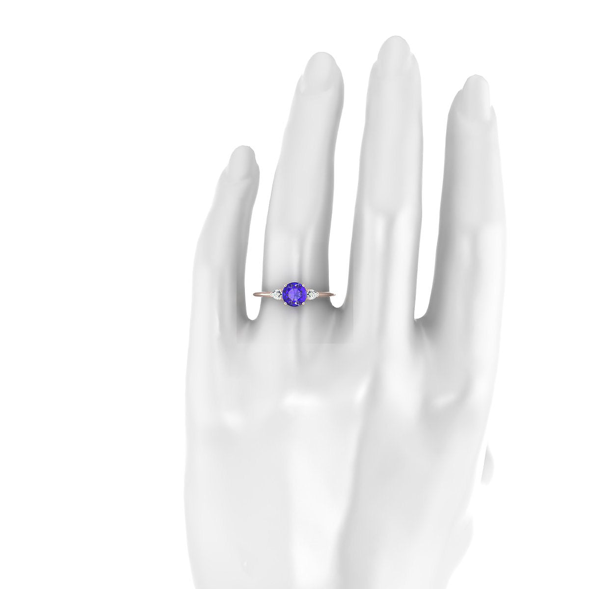 Water | 18k Rose Gold 6 mm Round Tanzanite Ring