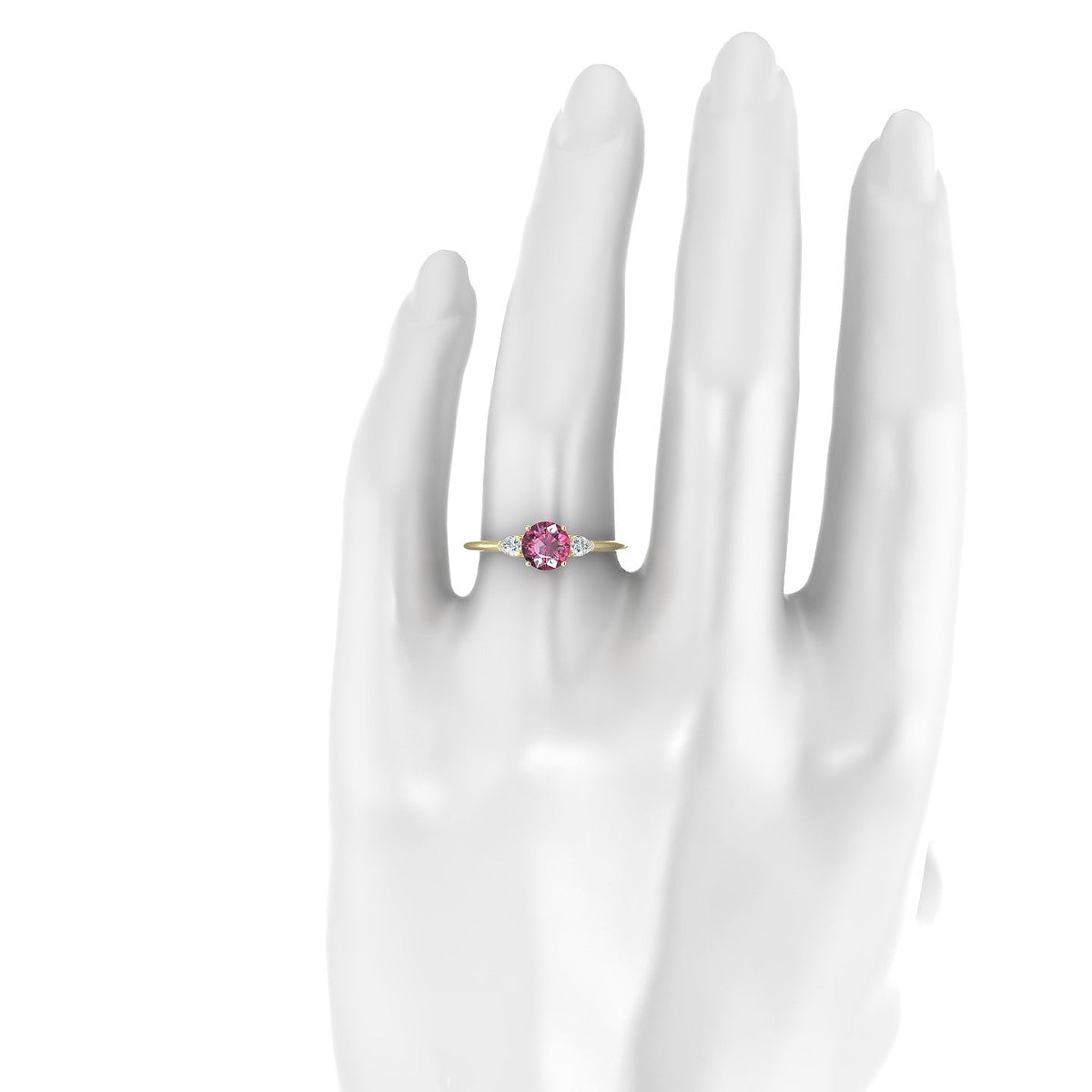 Water | 18k Yellow Gold 6 mm Round Rhodolite Ring