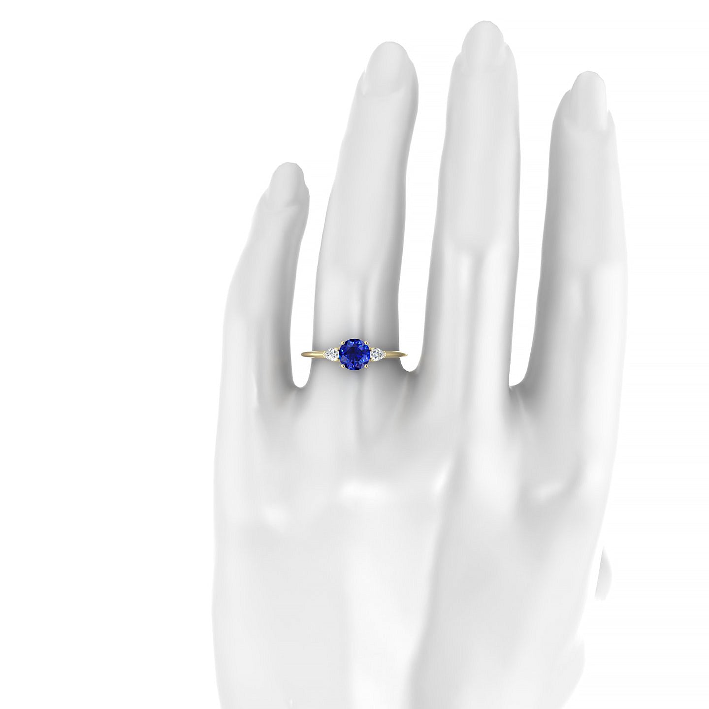 Water | 18k Yellow Gold 6 mm Round Sapphire Ring