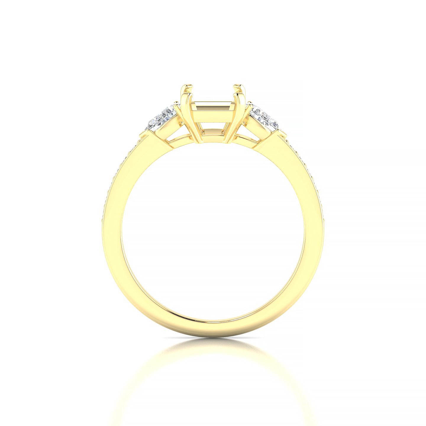 Waterfall Emerald 2-2.99 ct | 18k Yellow Gold Side Stones Ring