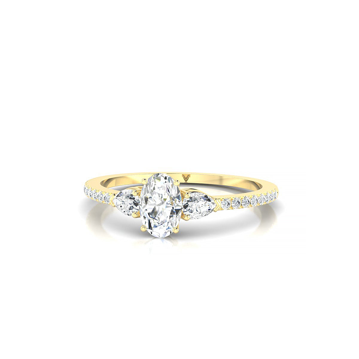 Waterfall | 18k Yellow Gold 6 x 4 mm Oval Diamond Ring
