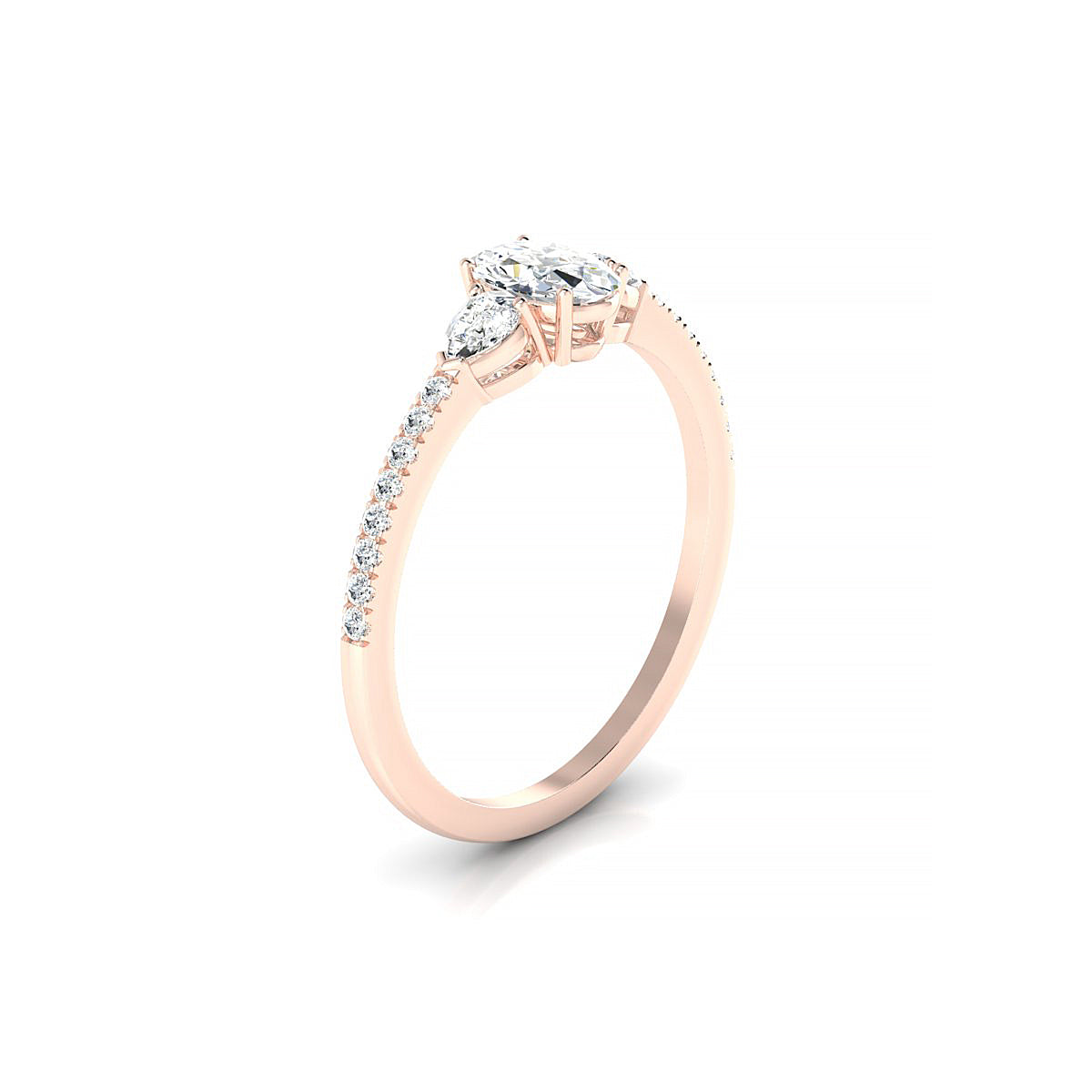 Waterfall | 18k Rose Gold 6 x 4 mm Oval Diamond Ring