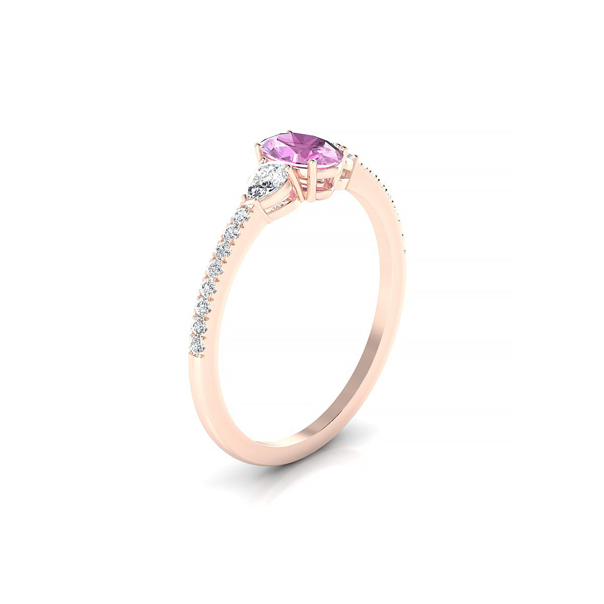 Waterfall | 18k Rose Gold 6 x 4 mm Oval Pink Sapphire Ring