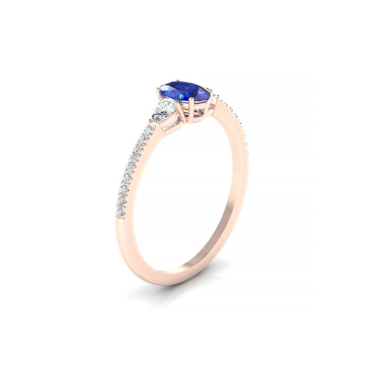 Waterfall | 18k Rose Gold 6 x 4 mm Oval Sapphire Ring