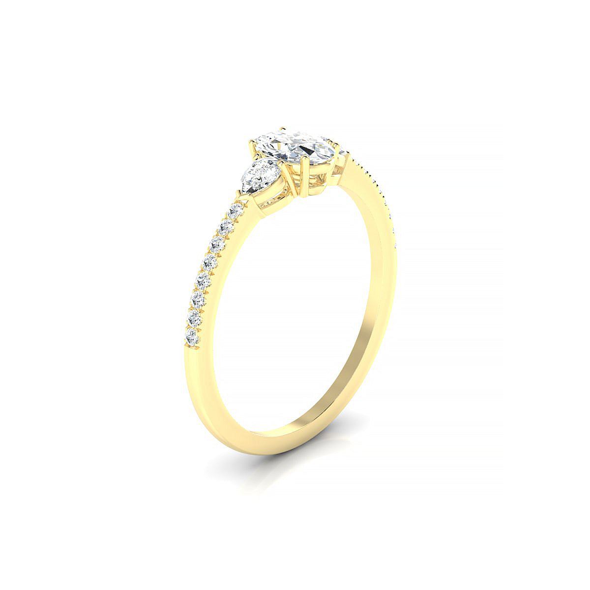 Waterfall | 18k Yellow Gold 6 x 4 mm Oval Diamond Ring