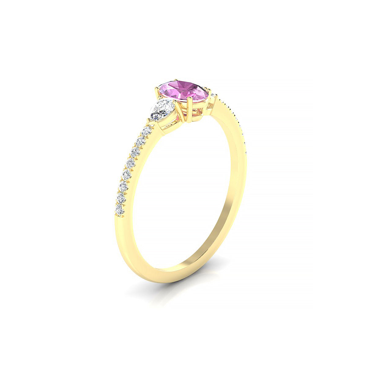Waterfall | 18k Yellow Gold 6 x 4 mm Oval Pink Sapphire Ring