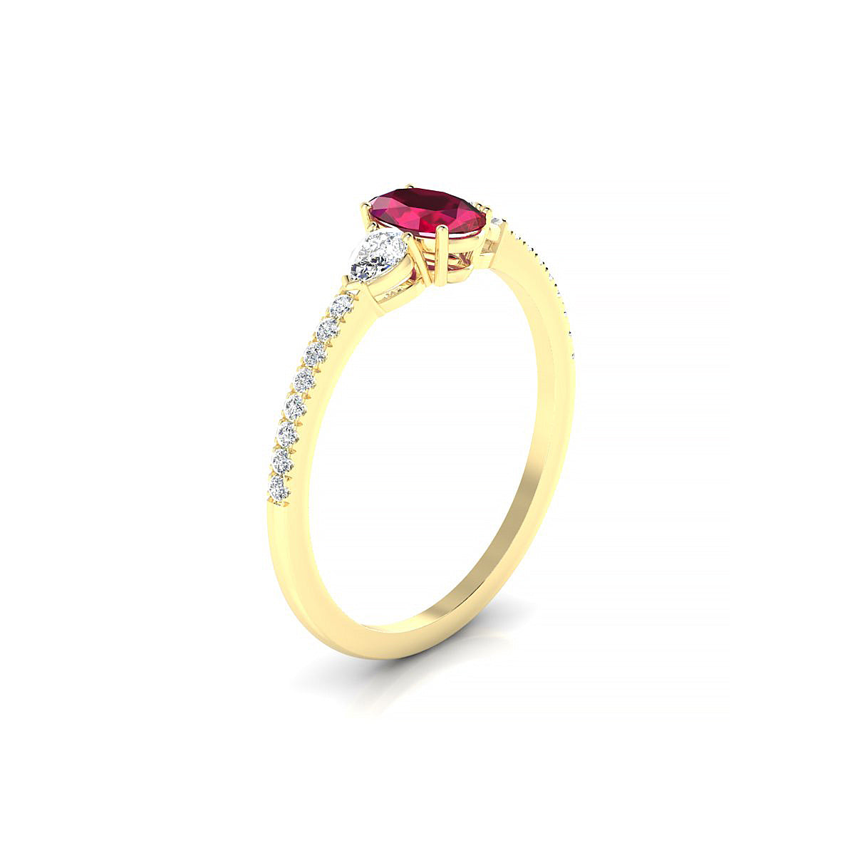 Waterfall | 18k Yellow Gold 6 x 4 mm Oval Ruby Ring