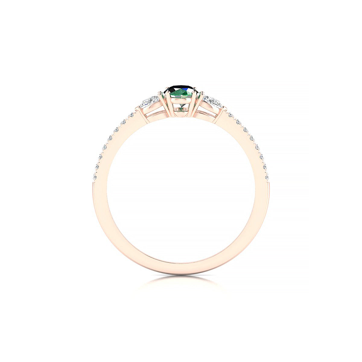 Waterfall | 18k Rose Gold 6 x 4 mm Oval Emerald Ring