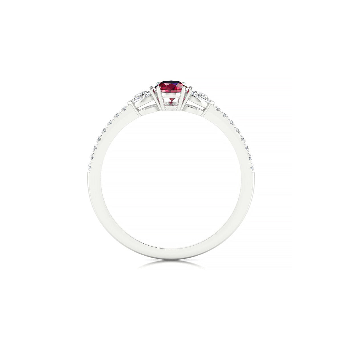 Waterfall | 18k White Gold 6 x 4 mm Oval Ruby Ring