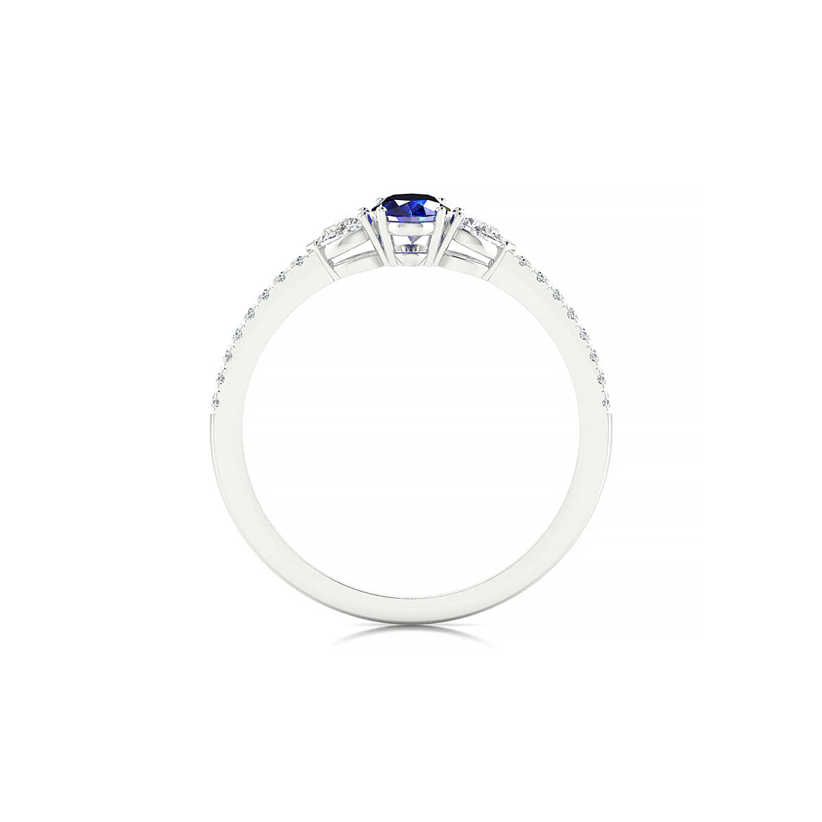 Waterfall | 18k White Gold 6 x 4 mm Oval Sapphire Ring