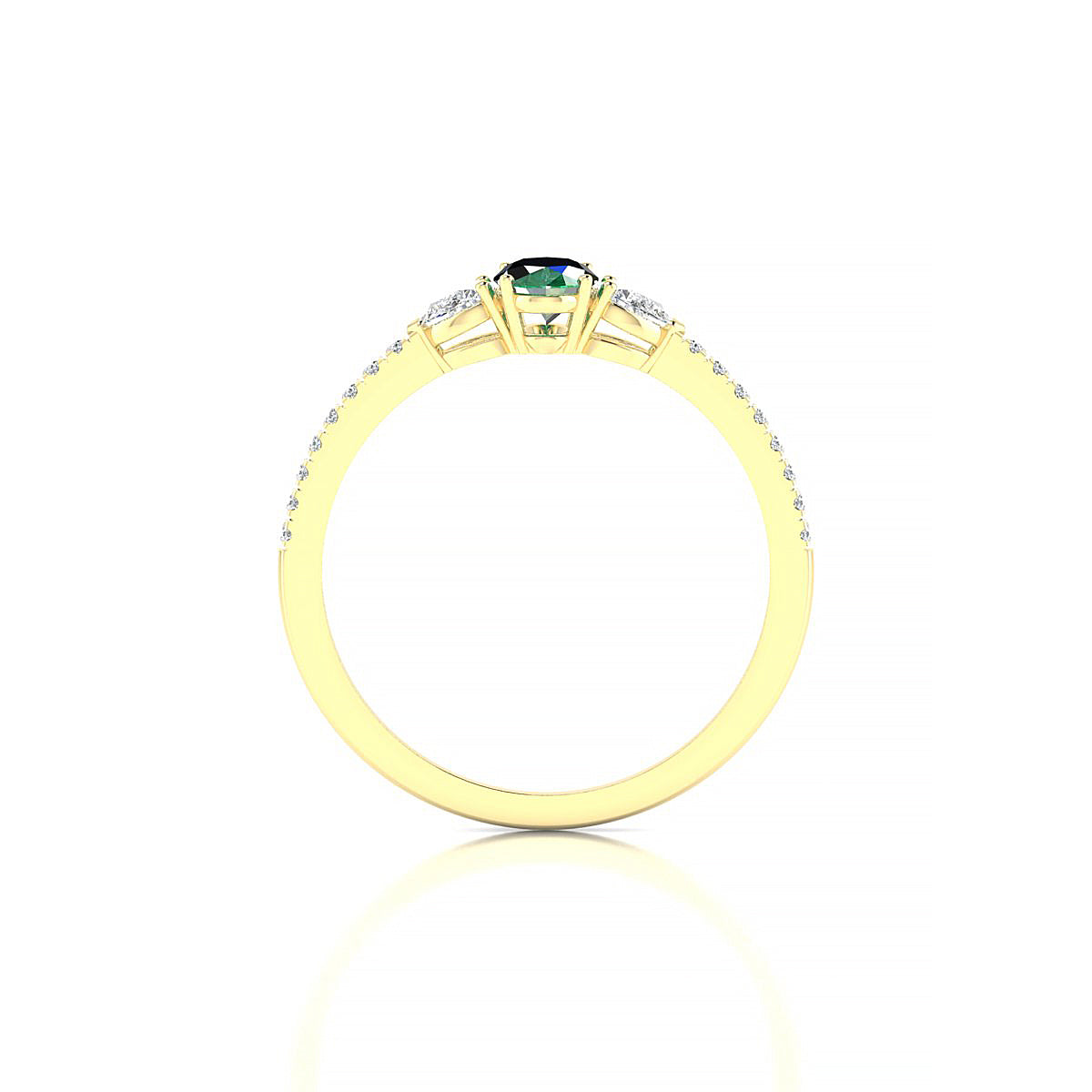 Waterfall | 18k Yellow Gold 6 x 4 mm Oval Emerald Ring