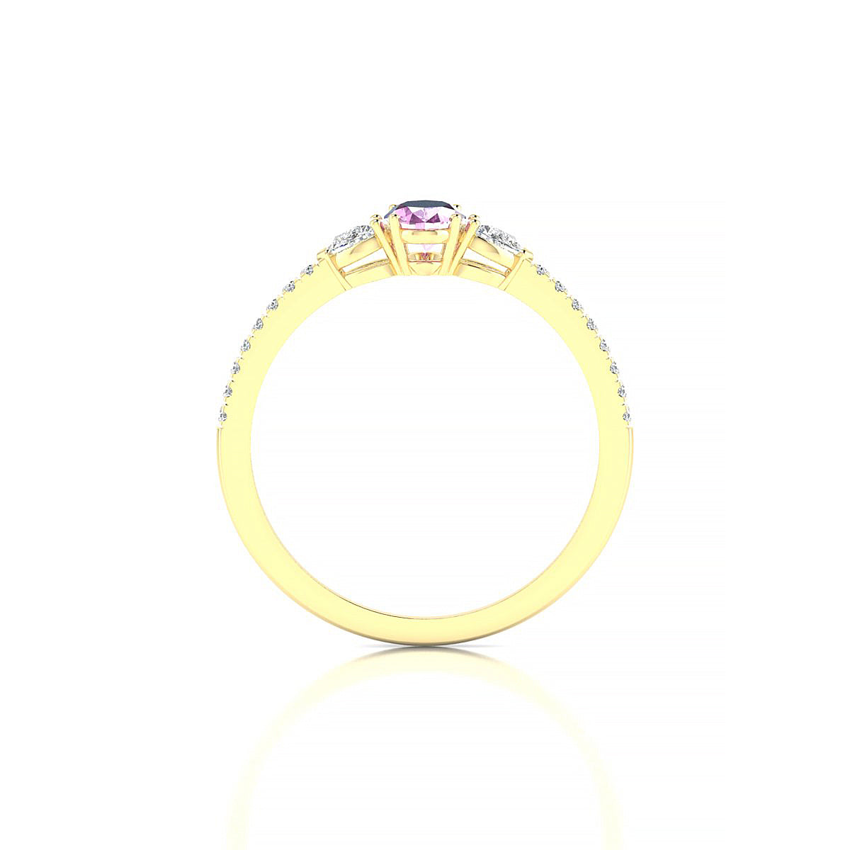 Waterfall | 18k Yellow Gold 6 x 4 mm Oval Pink Sapphire Ring