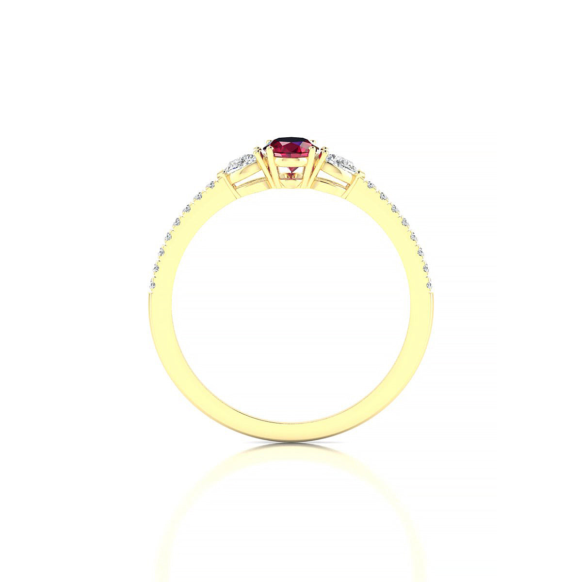 Waterfall | 18k Yellow Gold 6 x 4 mm Oval Ruby Ring