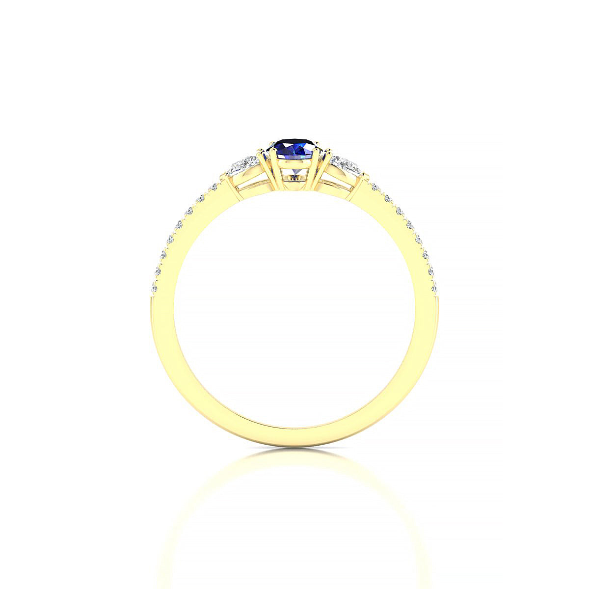 Waterfall | 18k Yellow Gold 6 x 4 mm Oval Sapphire Ring