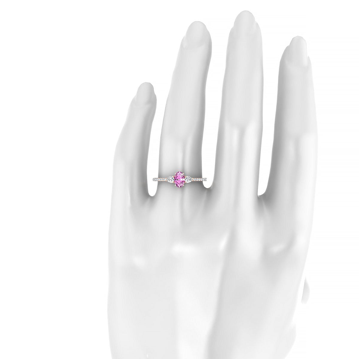 Waterfall | 18k Rose Gold 6 x 4 mm Oval Pink Sapphire Ring