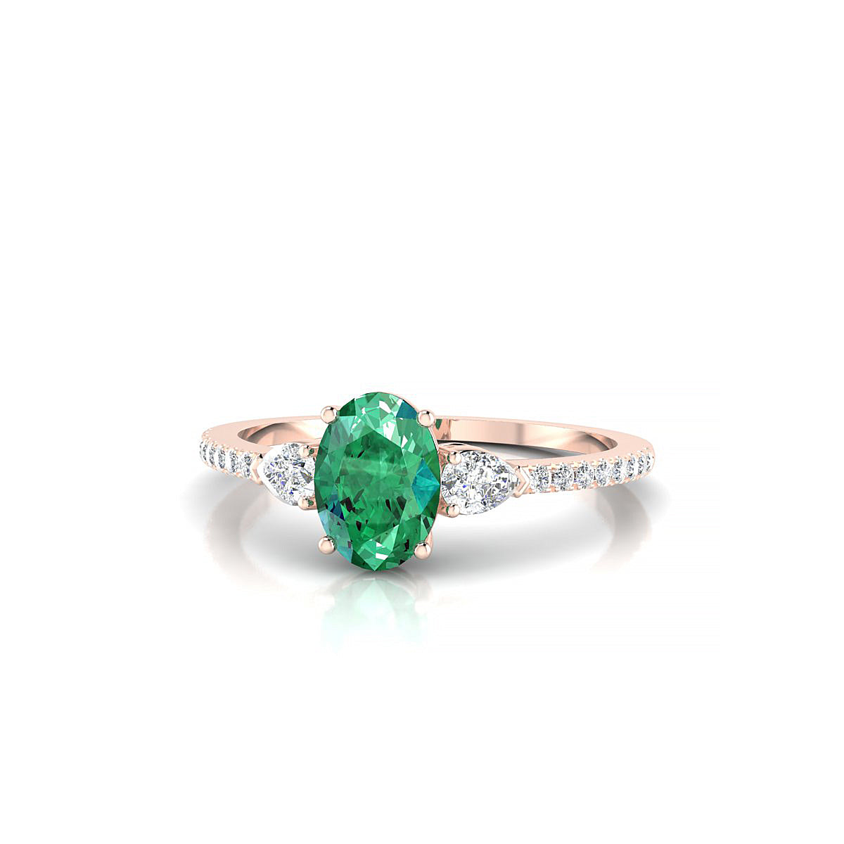 Waterfall | 18k Rose Gold 7 x 5 mm Oval Emerald Ring