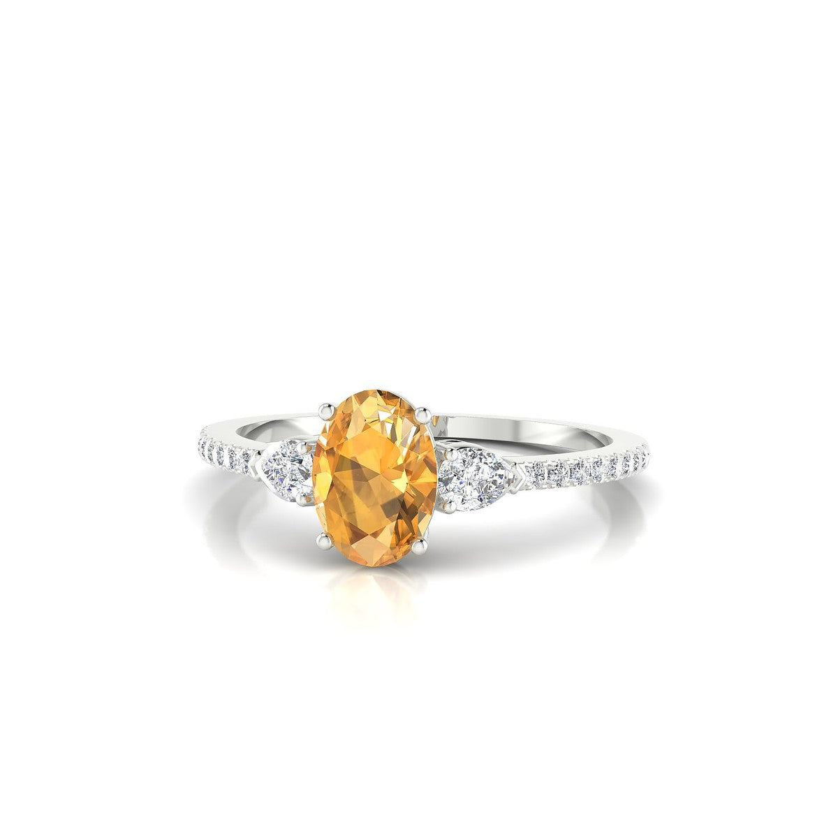 Waterfall | 18k White Gold 7 x 5 mm Oval Citrine Ring