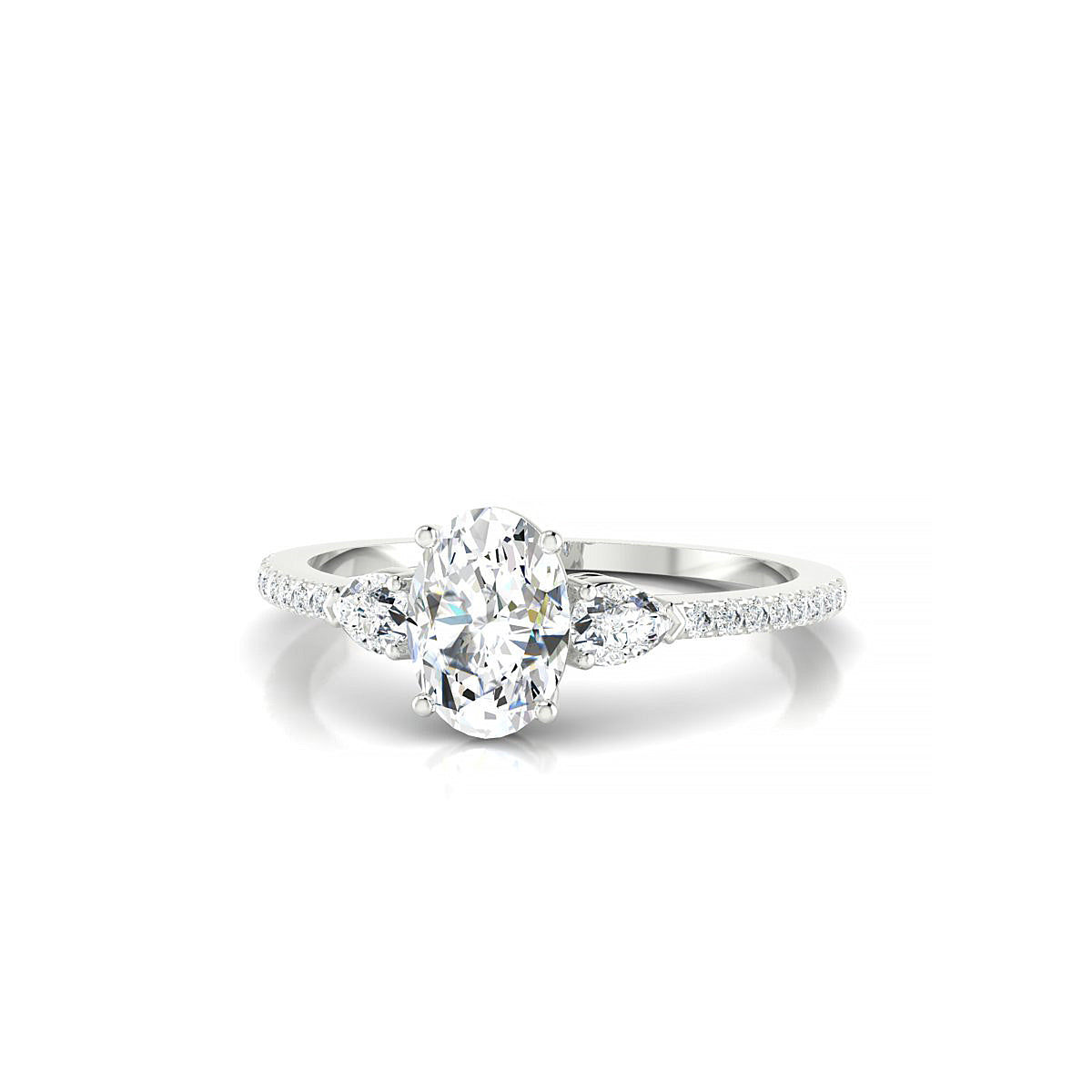 Waterfall | 18k White Gold 7 x 5 mm Oval Diamond Ring