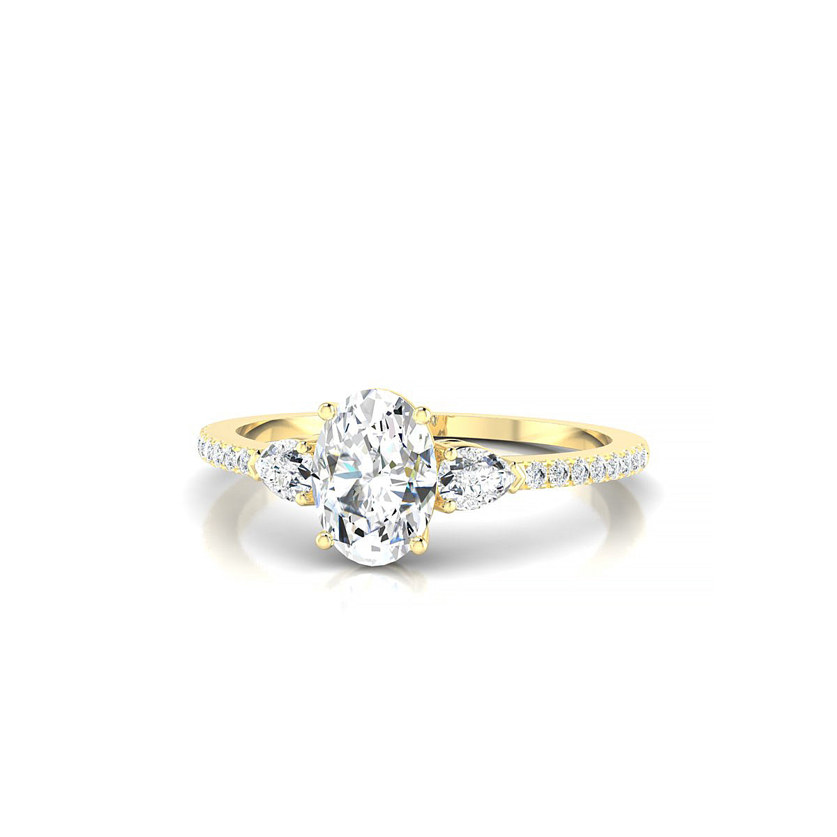 Waterfall | 18k Yellow Gold 7 x 5 mm Oval Diamond Ring