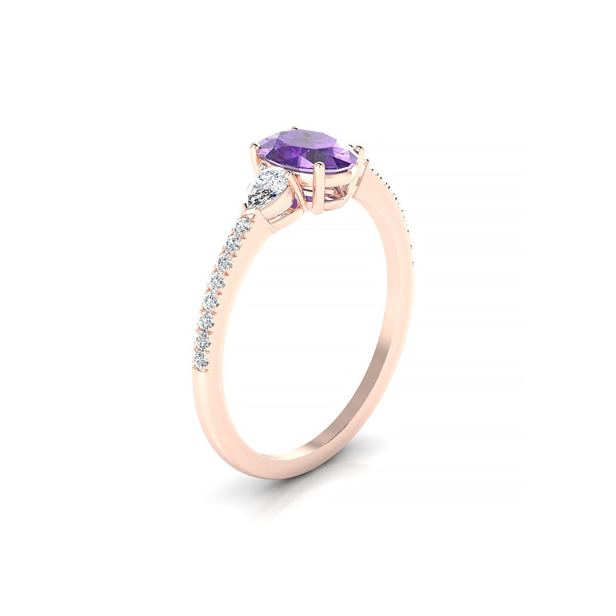 Waterfall | 18k Rose Gold 7 x 5 mm Oval Amethyst Ring