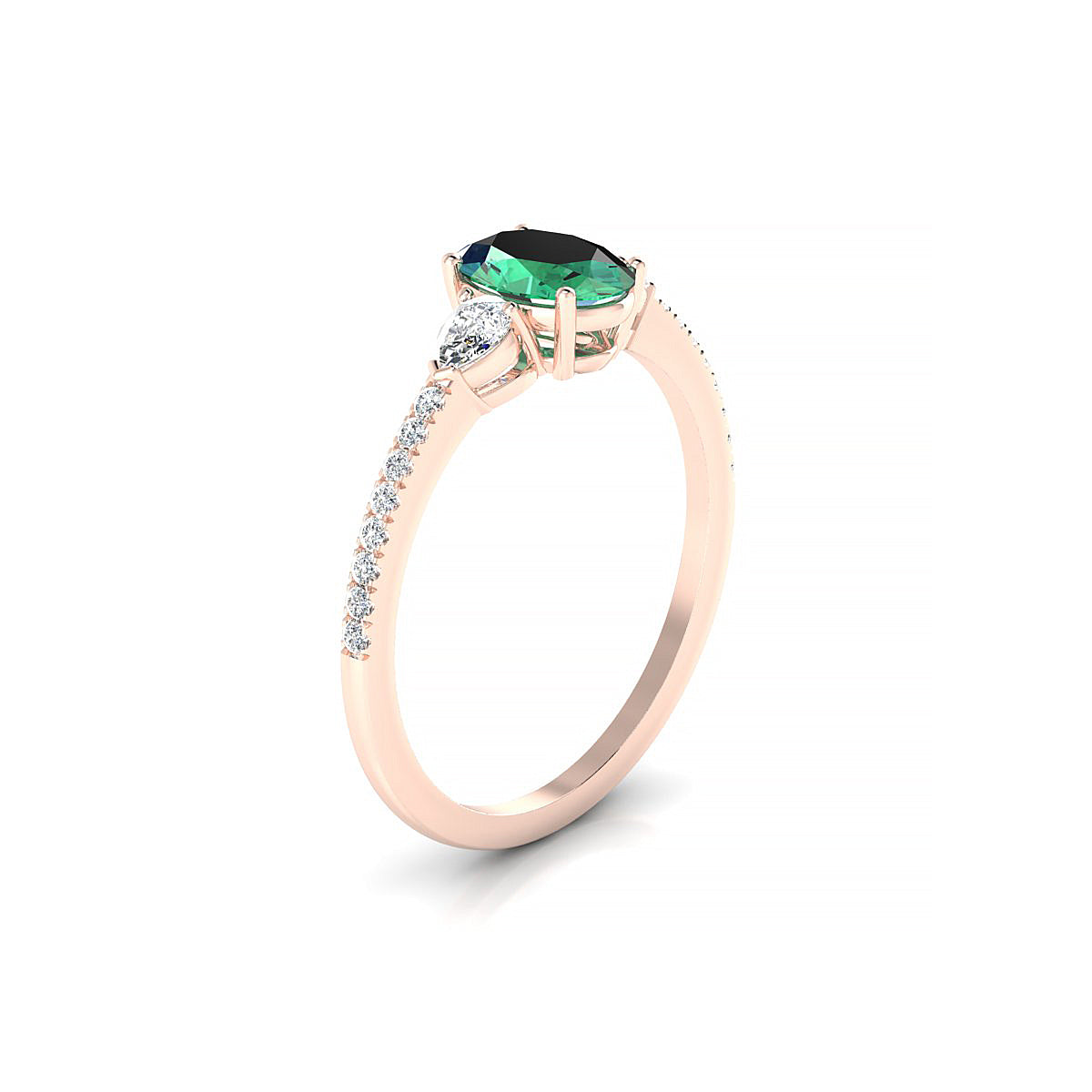 Waterfall | 18k Rose Gold 7 x 5 mm Oval Emerald Ring