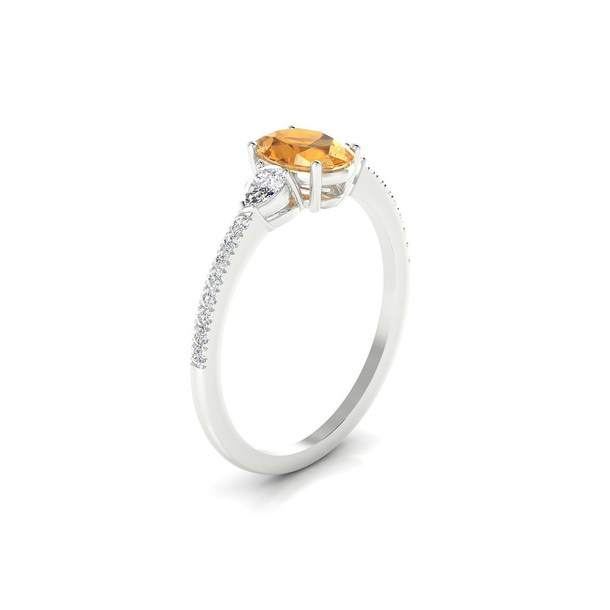 Waterfall | 18k White Gold 7 x 5 mm Oval Citrine Ring