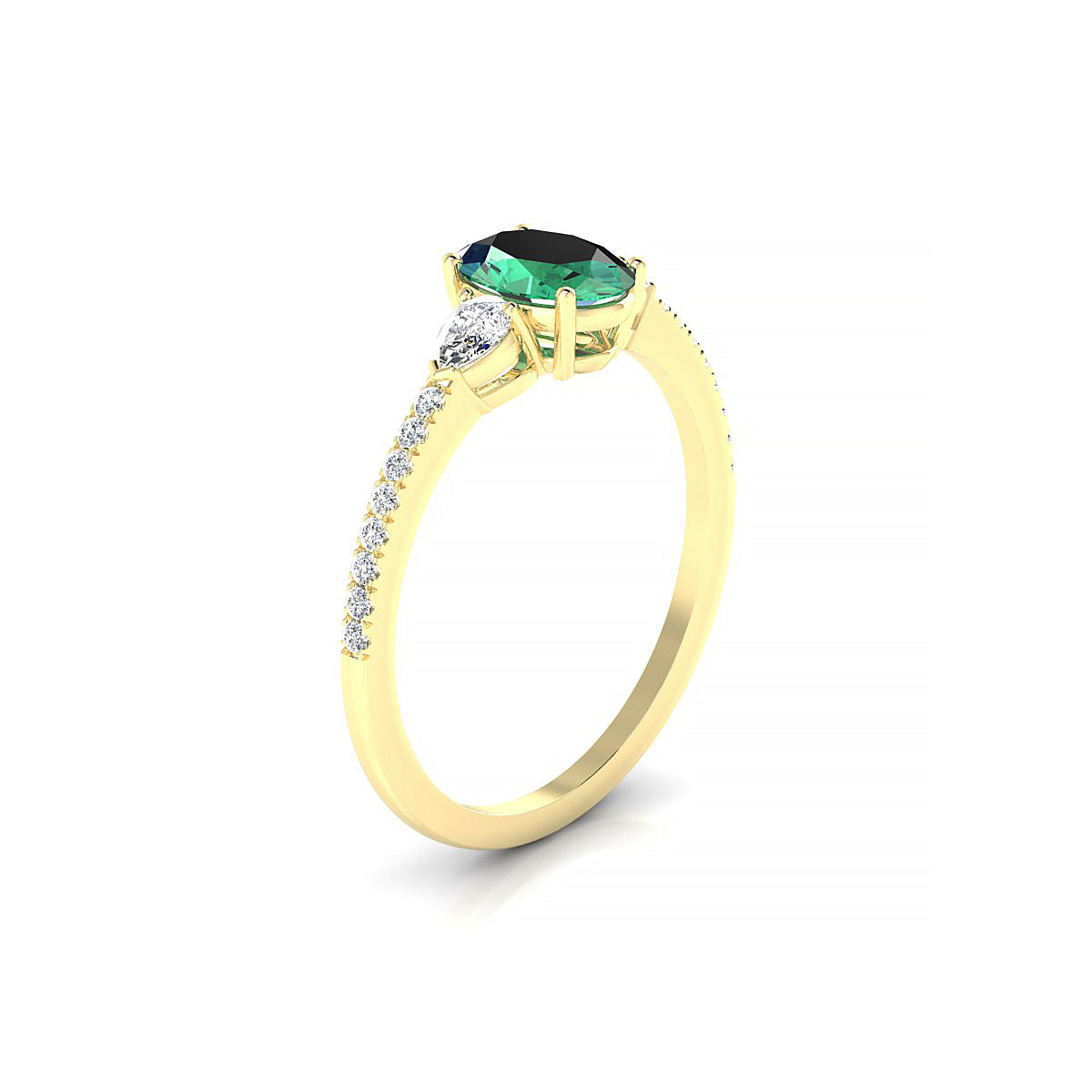 Waterfall | 18k Yellow Gold 7 x 5 mm Oval Emerald Ring