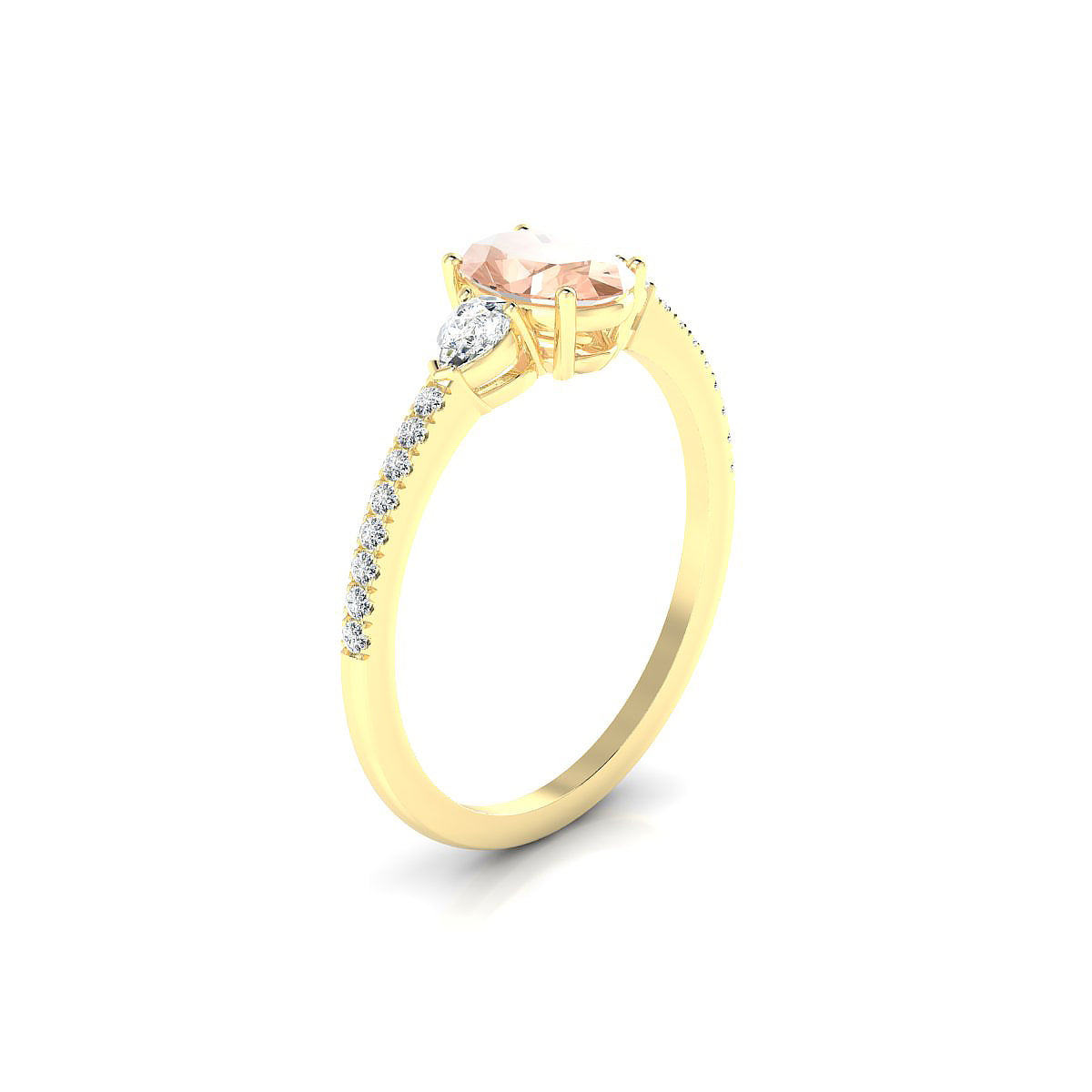 Waterfall | 18k Yellow Gold 7 x 5 mm Oval Morganite Ring