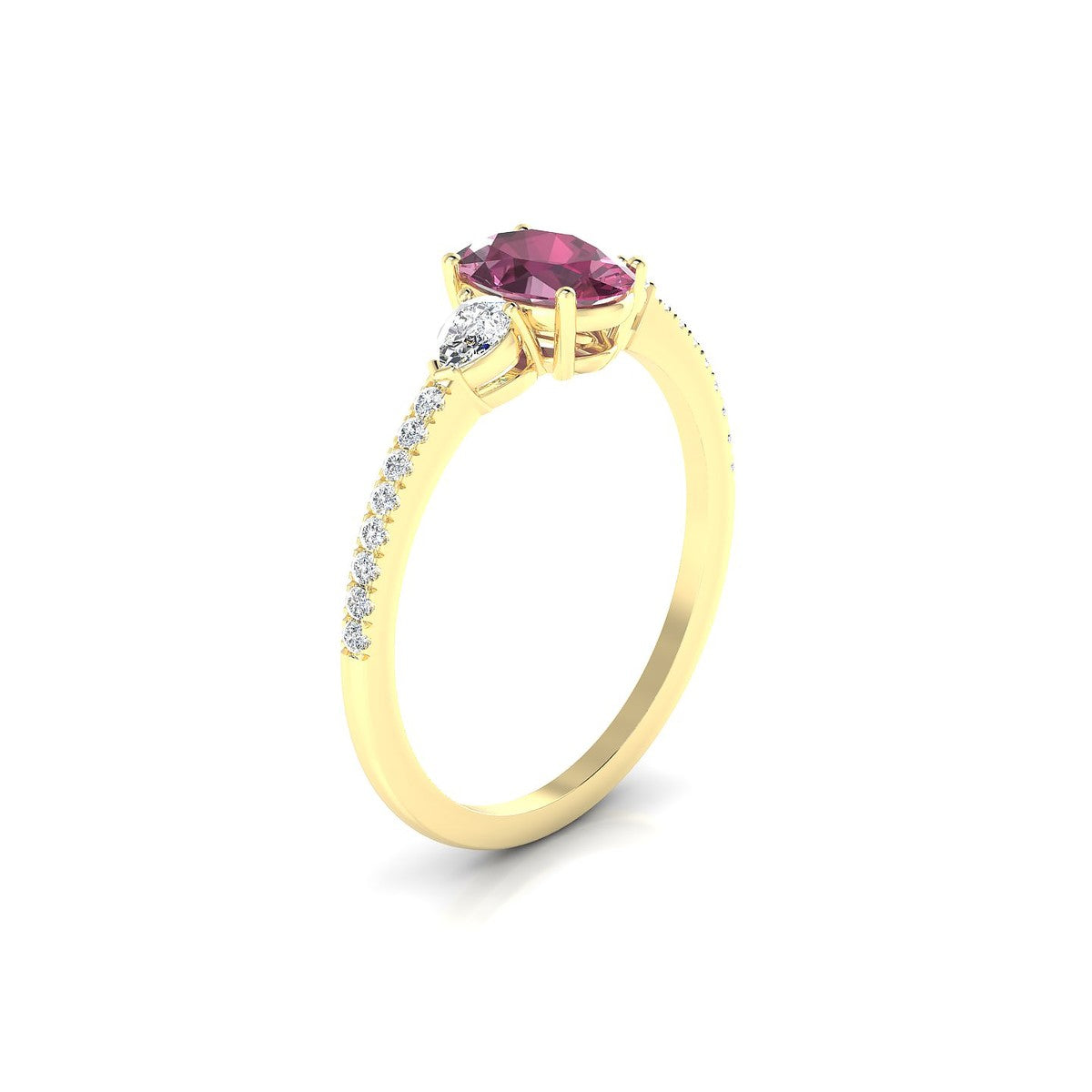 Waterfall | 18k Yellow Gold 7 x 5 mm Oval Rhodolite Ring