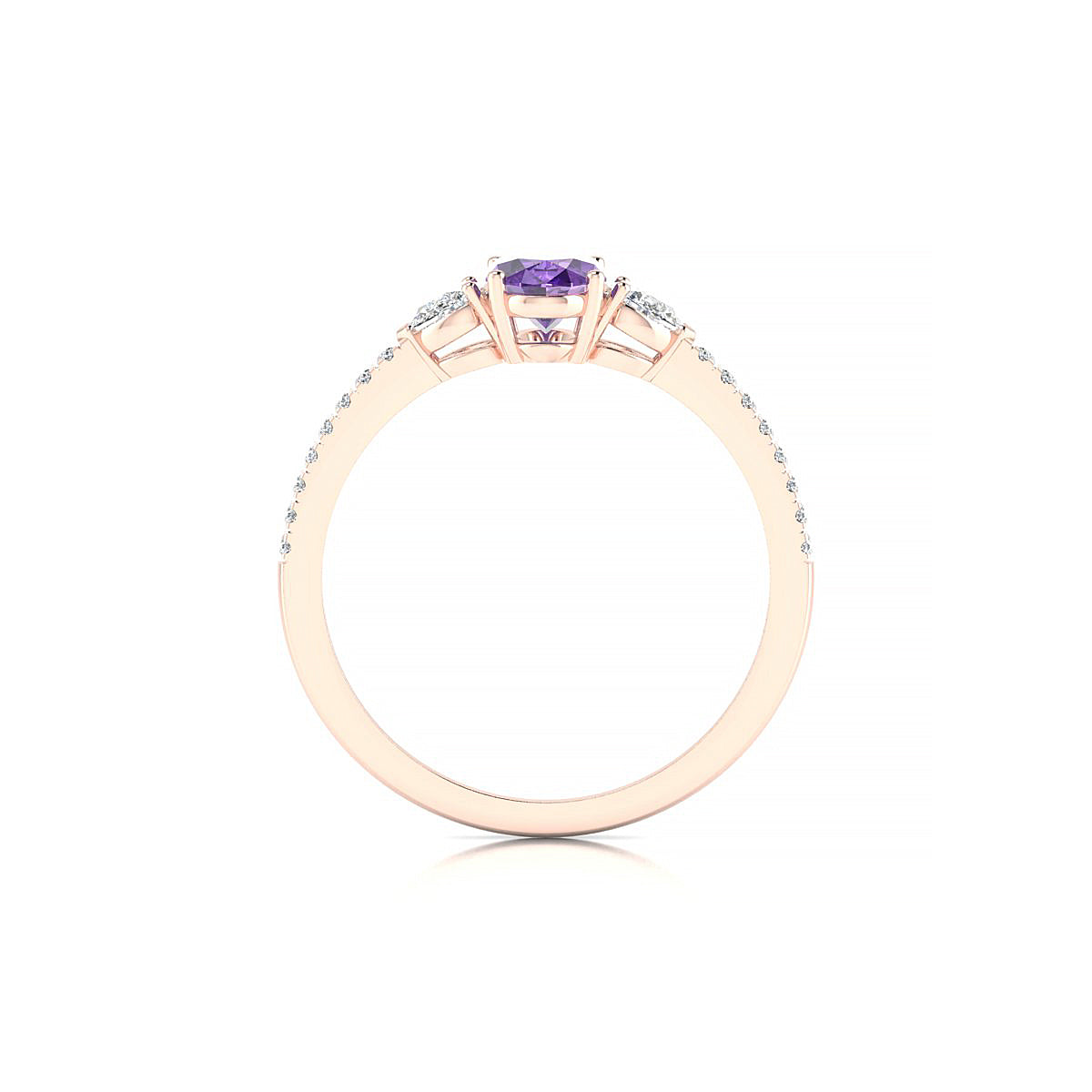 Waterfall | 18k Rose Gold 7 x 5 mm Oval Amethyst Ring