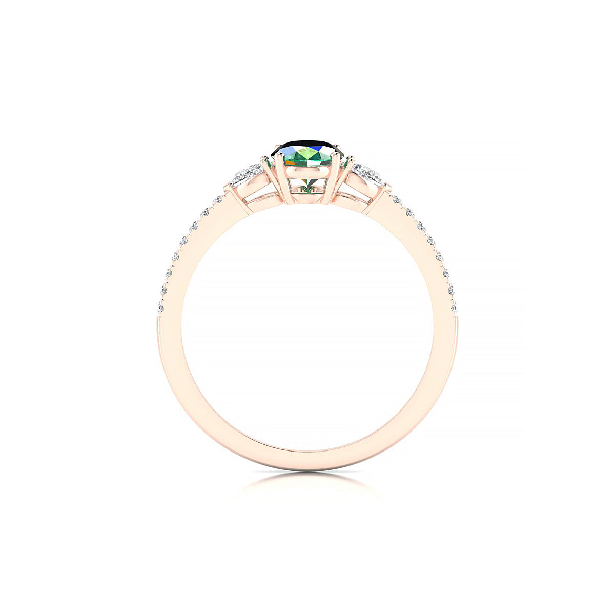 Waterfall | 18k Rose Gold 7 x 5 mm Oval Emerald Ring