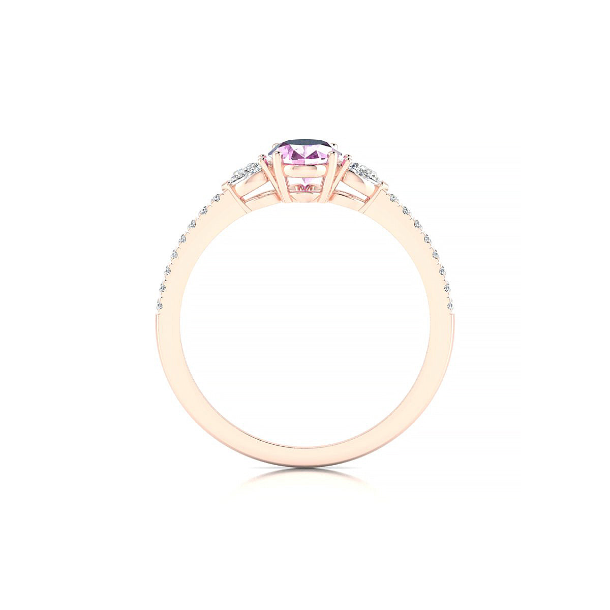 Waterfall | 18k Rose Gold 7 x 5 mm Oval Pink Sapphire Ring