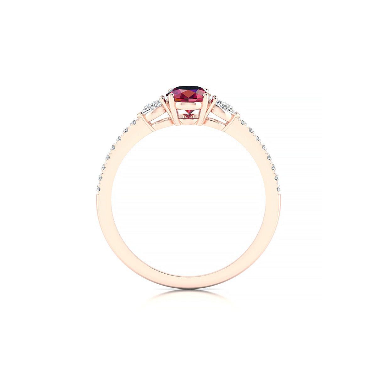 Waterfall | 18k Rose Gold 7 x 5 mm Oval Ruby Ring