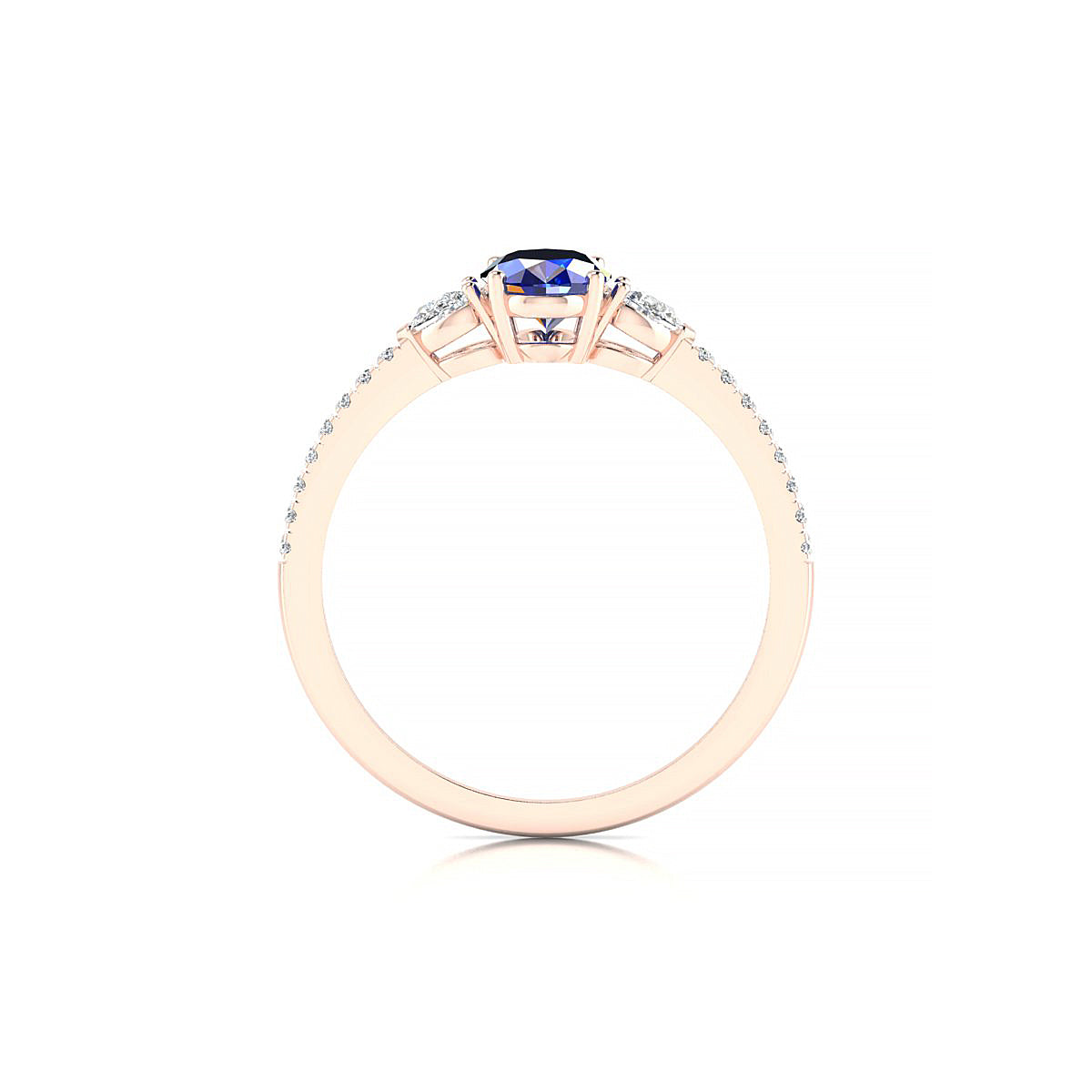Waterfall | 18k Rose Gold 7 x 5 mm Oval Sapphire Ring