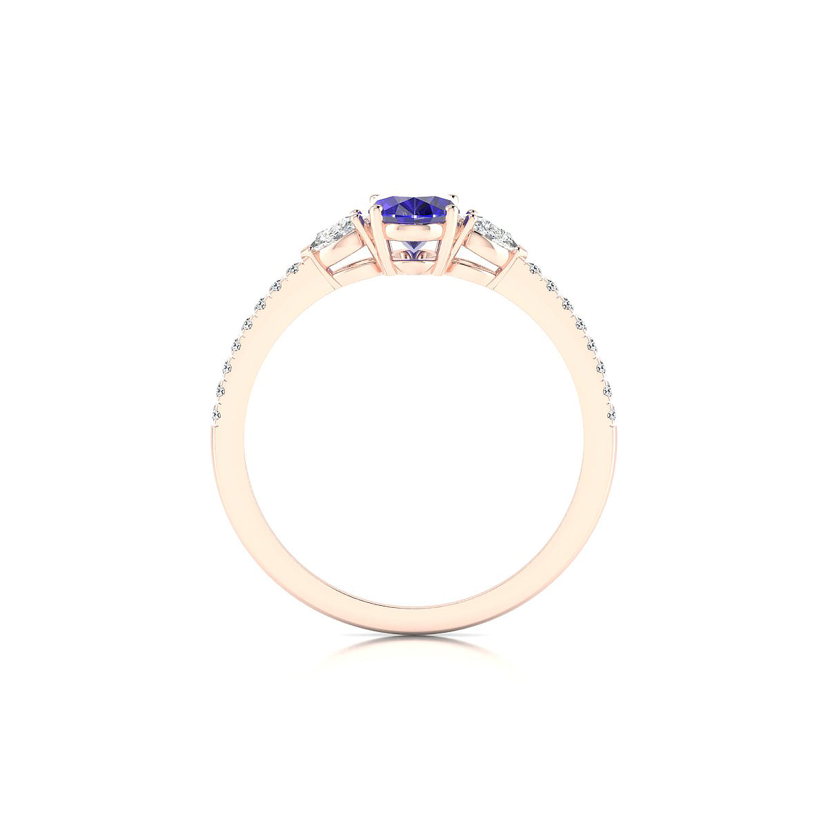 Waterfall | 18k Rose Gold 7 x 5 mm Oval Tanzanite Ring
