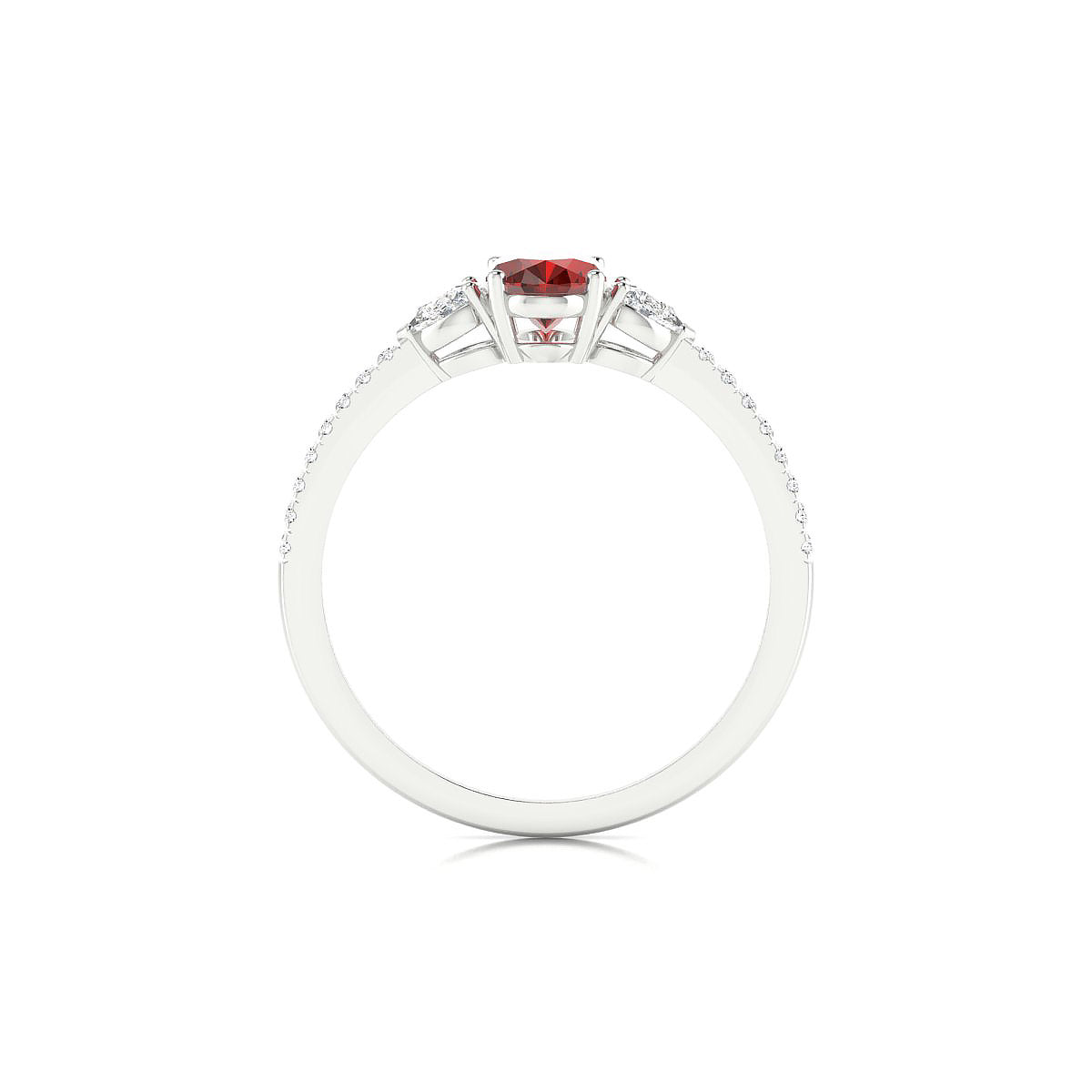 Waterfall | 18k White Gold 7 x 5 mm Oval Garnet Ring