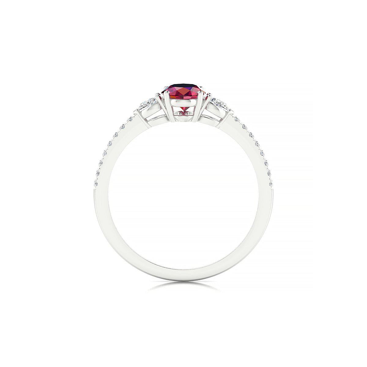 Waterfall | 18k White Gold 7 x 5 mm Oval Ruby Ring