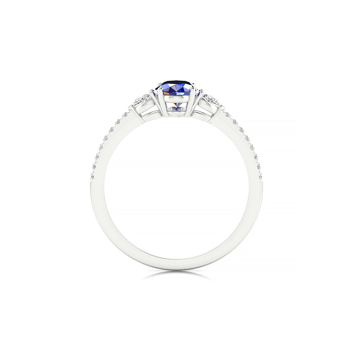 Waterfall | 18k White Gold 7 x 5 mm Oval Sapphire Ring