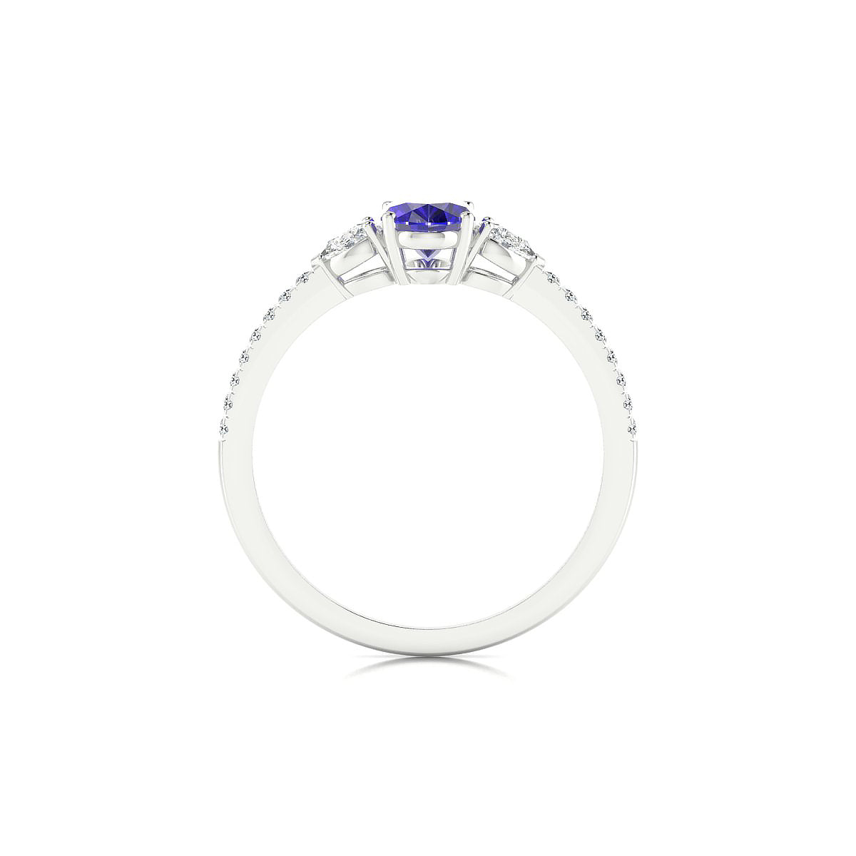 Waterfall | 18k White Gold 7 x 5 mm Oval Tanzanite Ring