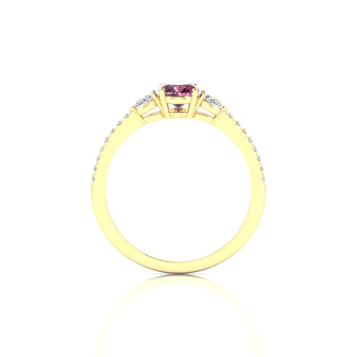 Waterfall | 18k Yellow Gold 7 x 5 mm Oval Rhodolite Ring